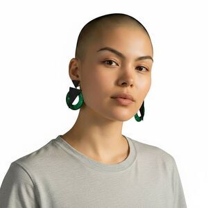 Y2K Green and Black Abstract Retro Earrings  see measurements
